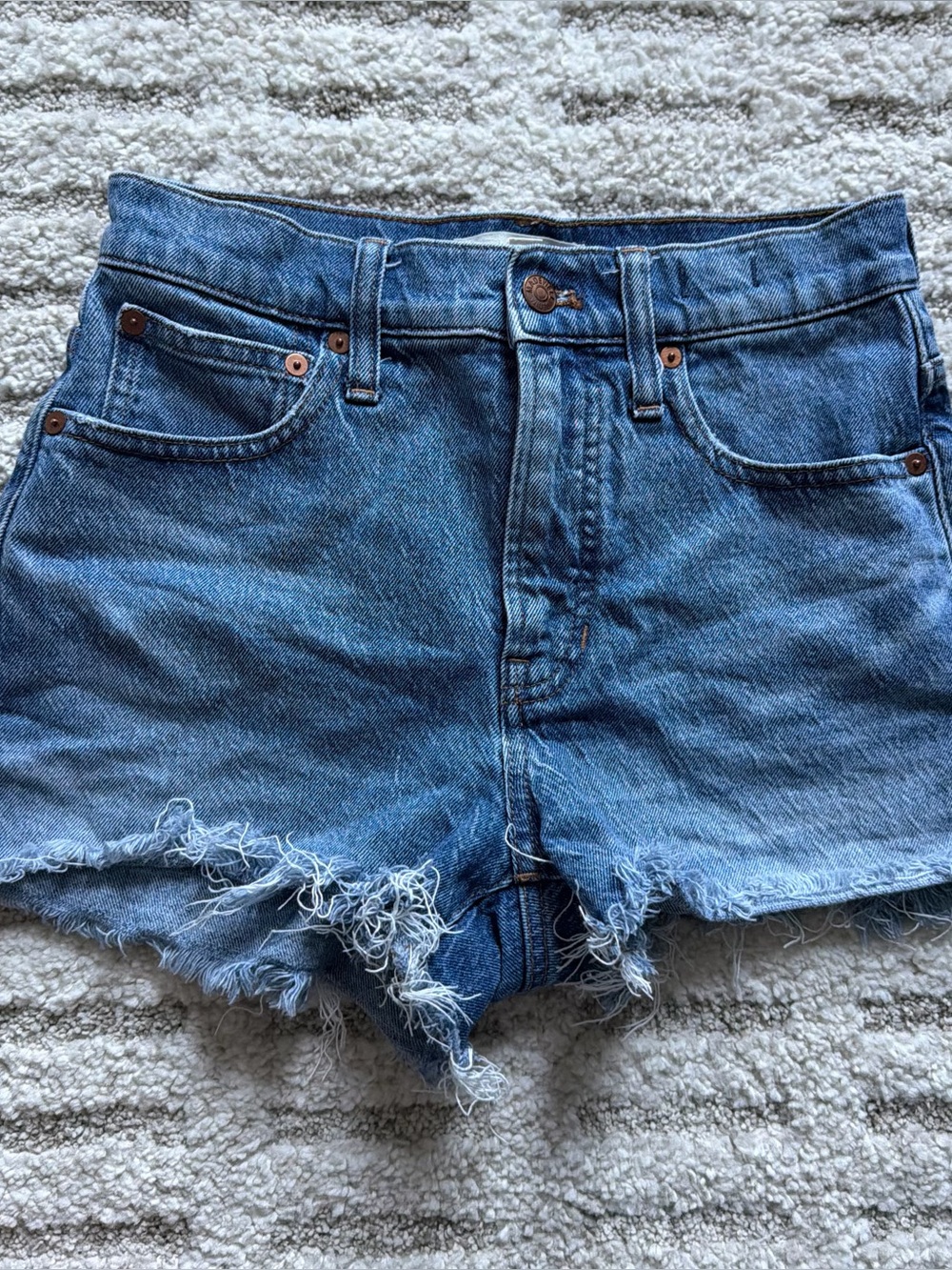Madewell Distressed High-Rise Denim Cutoff Shorts - Blue